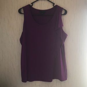 Purple Short Sleeve Ruffle Side Blouse